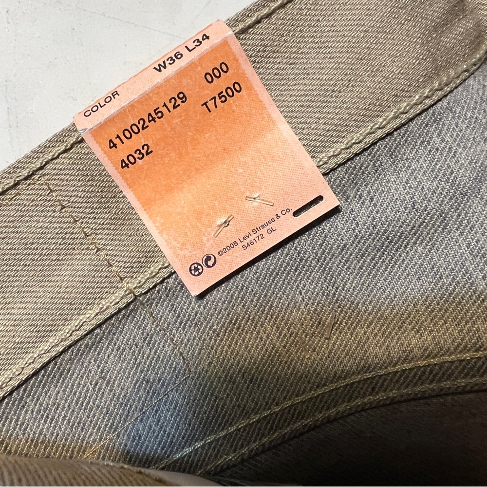 Levi’s 2014 Authentic 501 Jeans STF Button Fly Straight Leg Tan NWT - Picture 10 of 14